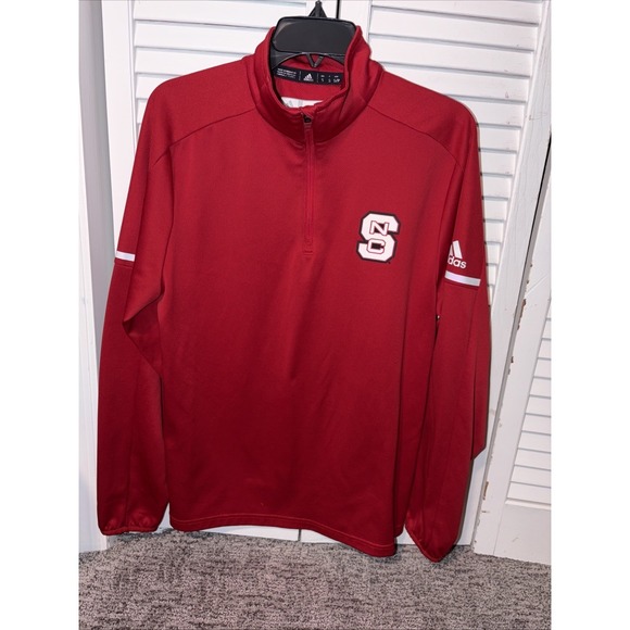 adidas Jackets & Blazers - Adidas NC State Wolfpack Golf Performance‎ Pullover 1/4 Zip Red White Small Long